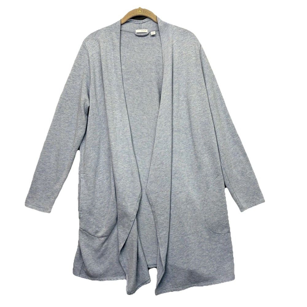 J. Jill Womens Cotton Knit Cardigan Sweater Size M Duster Mid Length‎ Pockets